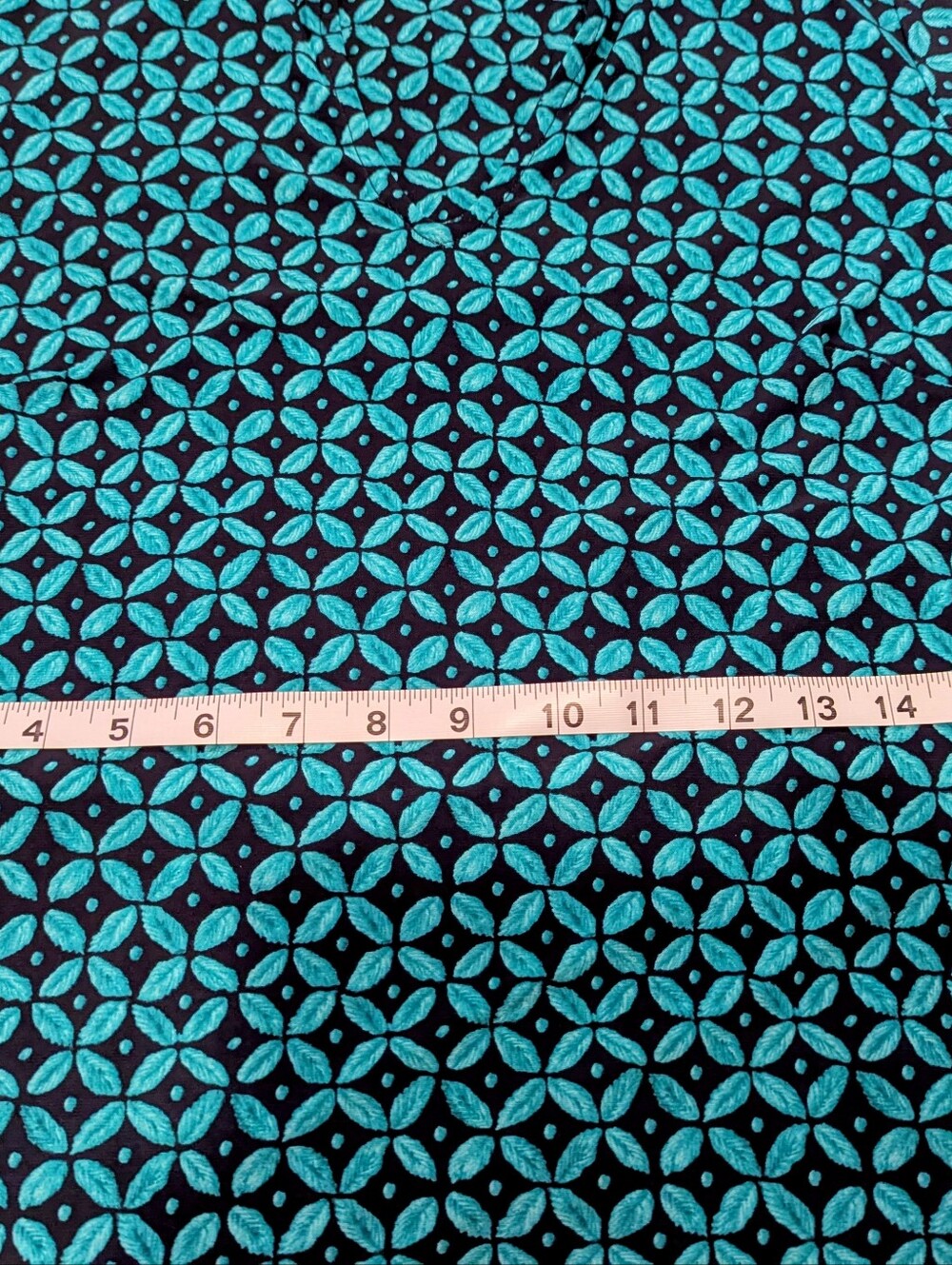 Harper Rose Teal & Navy Geometric Pattern Belted Shirt Dress - Size 8 - Picture 6 of 8
